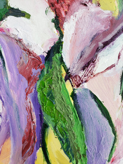 Abstract painting with colorful brush thick strokes