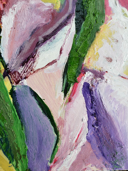 Abstract oil painting with colorful brush strokes