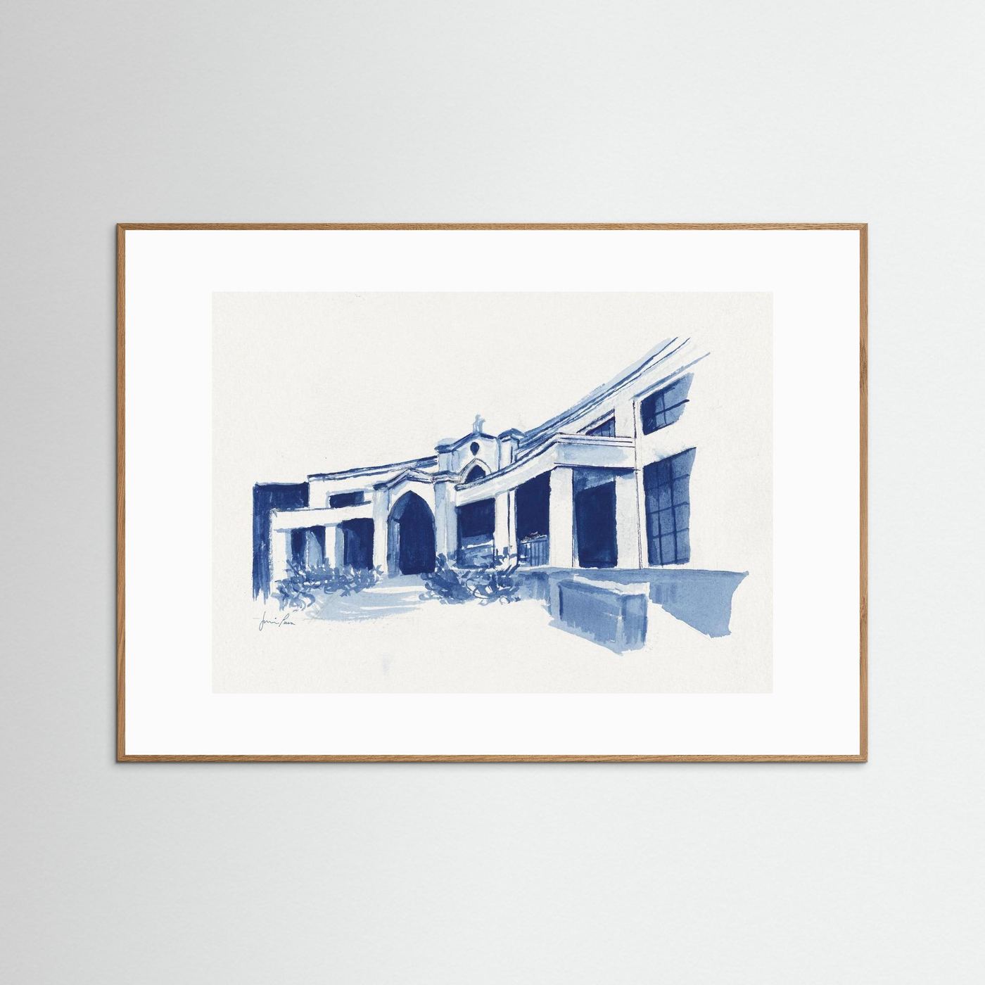 Bartley Hall,  art print - Villanova University original watercolor painting by Jessica Puma. 