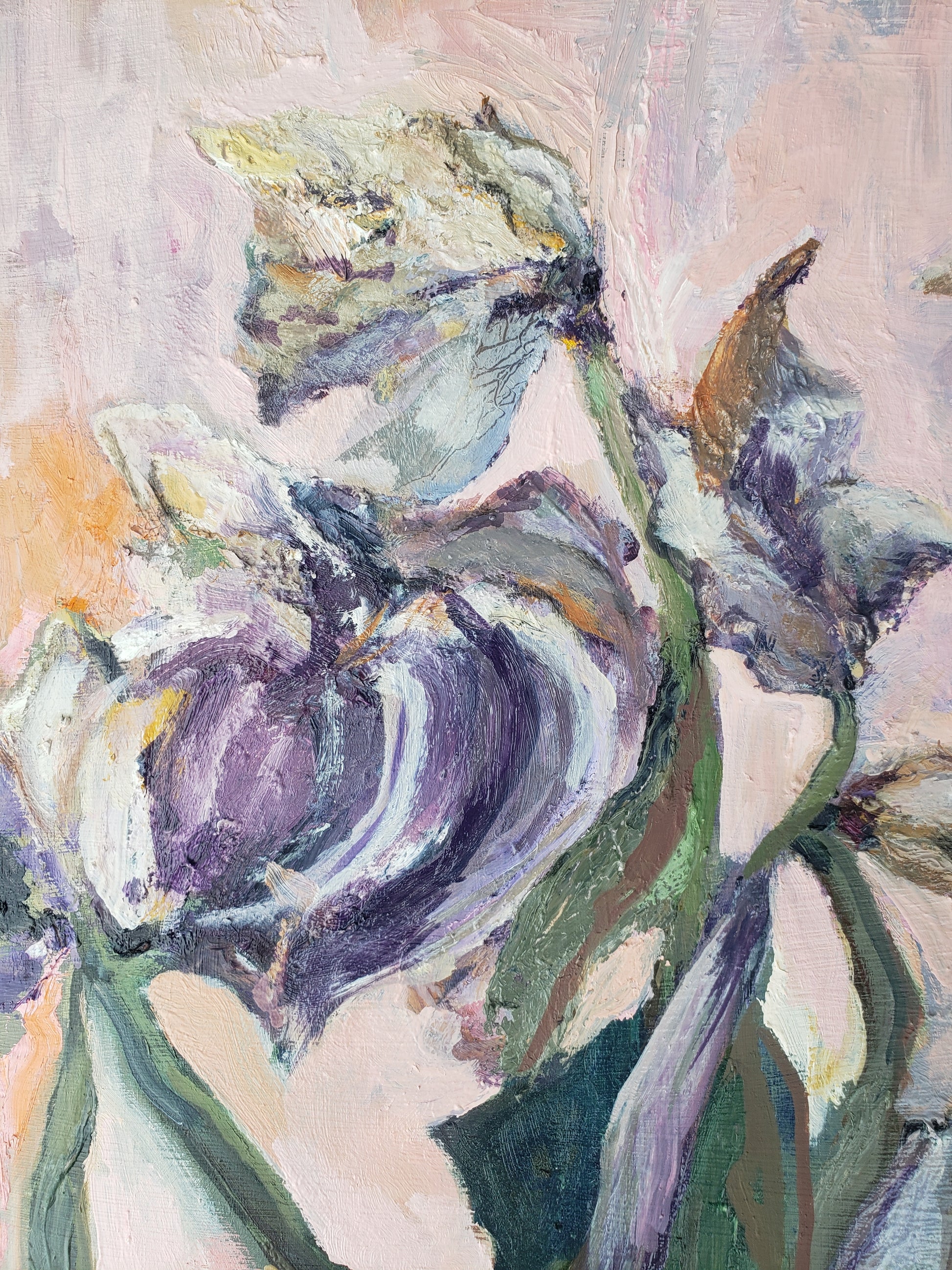 Artistic depiction of flowers with a focus on texture and color.