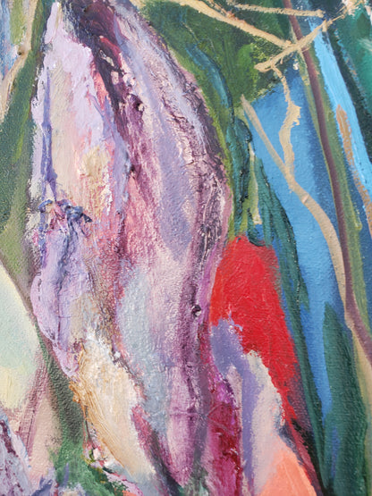 Detail of My Veteran, painting by Jessica Puma, featuring with a variety of colors and textures.  