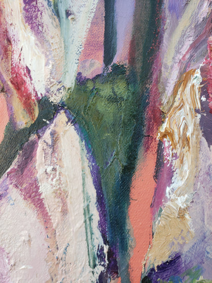 Detail of My Veteran, painting by Jessica Puma, featuring with a variety of colors and textures.  