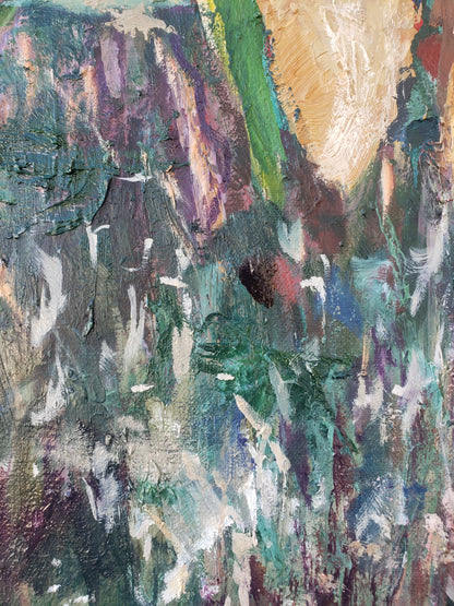 Detail of My Veteran, painting by Jessica Puma, featuring with a variety of colors and textures.  
