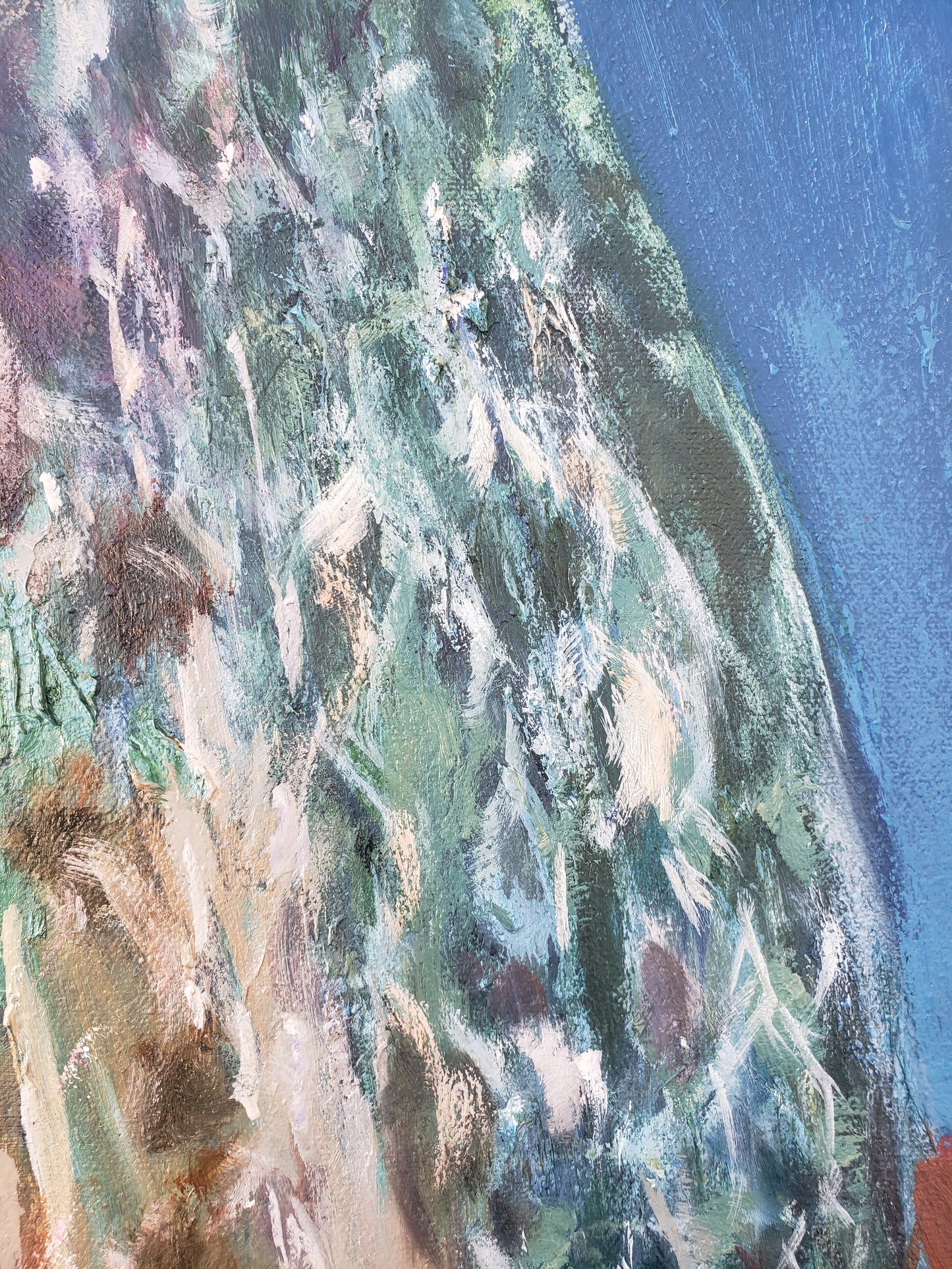 Detail of My Veteran, painting by Jessica Puma, featuring with a variety of colors and textures.  