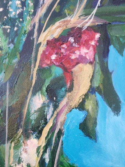 Detail of My Veteran, painting by Jessica Puma, featuring with a variety of colors and textures.  