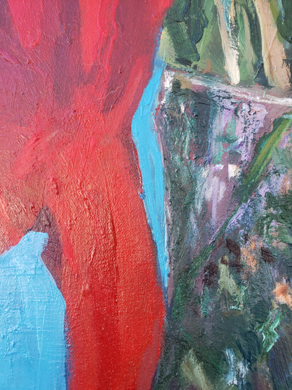 Detail of My Veteran, painting by Jessica Puma, featuring with a variety of colors and textures.  