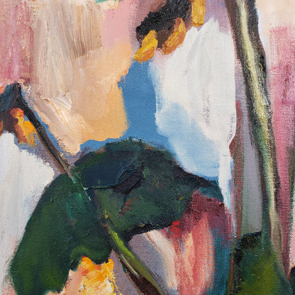 Abstract painting with colorful brush strokes